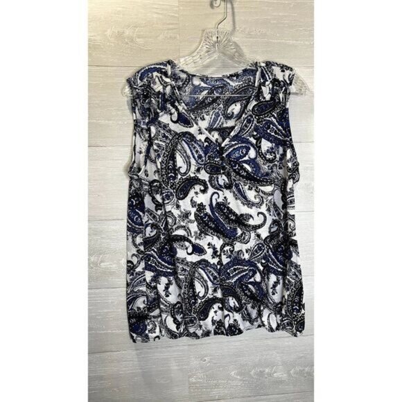 Women's Sleeveless Paisley Print V Neck Tank Tops Blouse Shirts - Picture 2 of 9